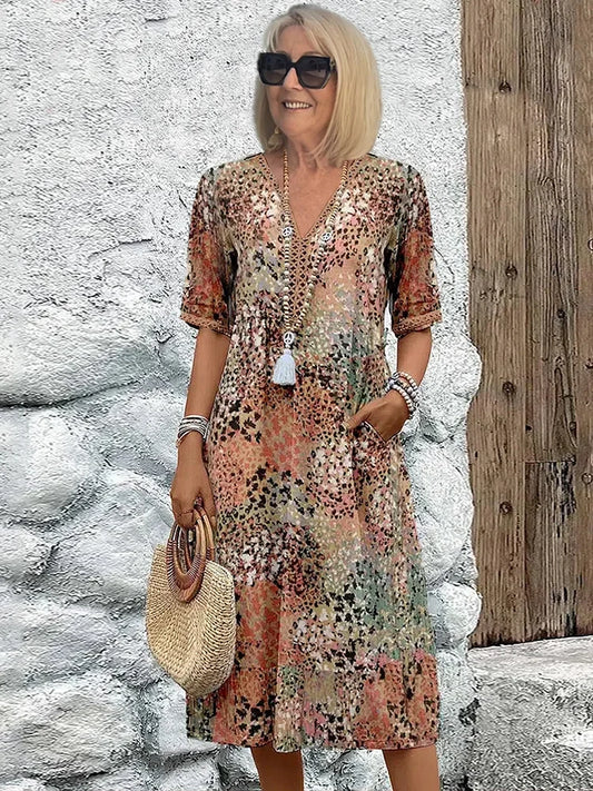 Samantha | Elegant blommig klänning i midilängd