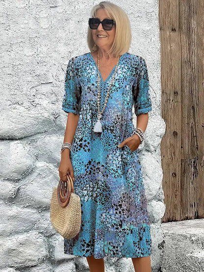 Samantha | Elegant blommig klänning i midilängd