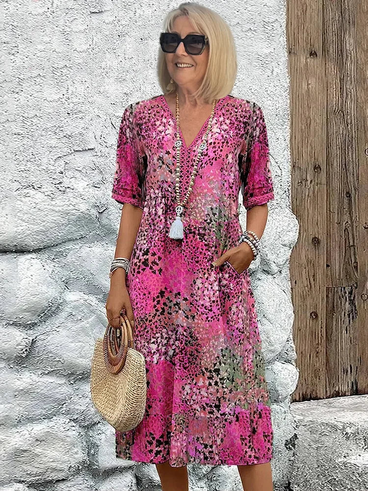 Samantha | Elegant blommig klänning i midilängd