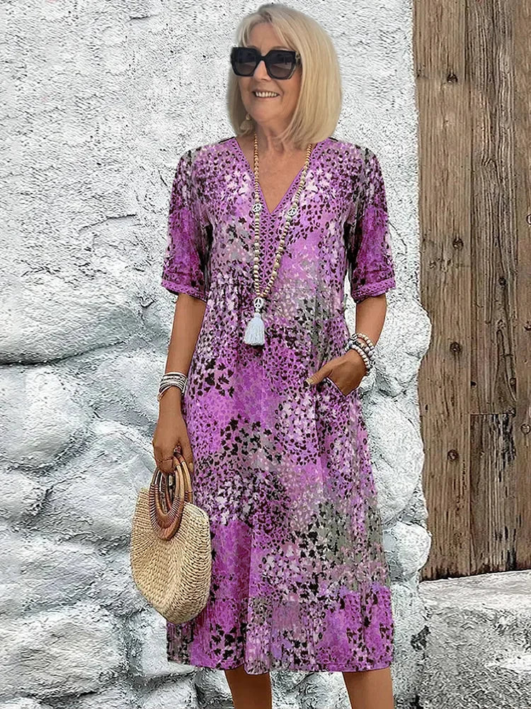 Samantha | Elegant blommig klänning i midilängd